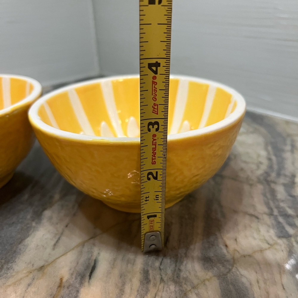 Set of 4 HAMMOND GROVES Citrus Textured Fruit GRAPEFRUIT BOWL Teeth Yellow - Picture 5 of 8